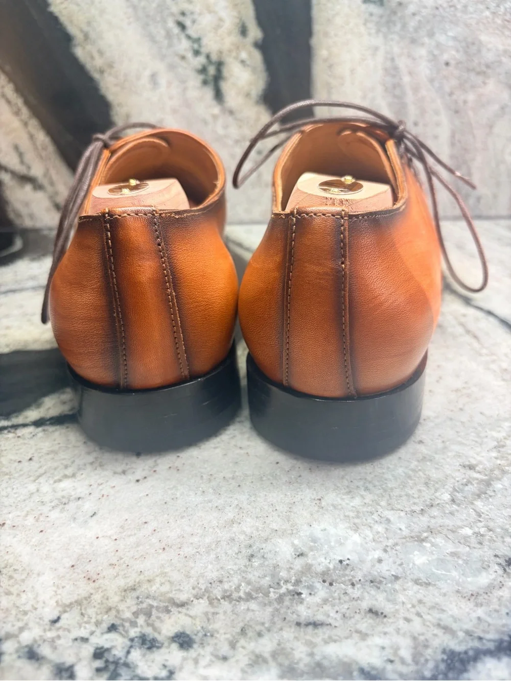Rawls Men’s UK 9 Cognac Burnished Leather Dress Shoes Leather Sole